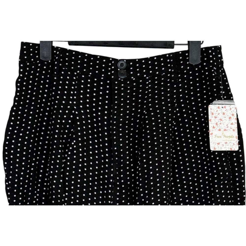 NWT Free People Magdalene High Waist Polka Dot Rayon Shorts Pocket 2 Black White - Picture 3 of 16